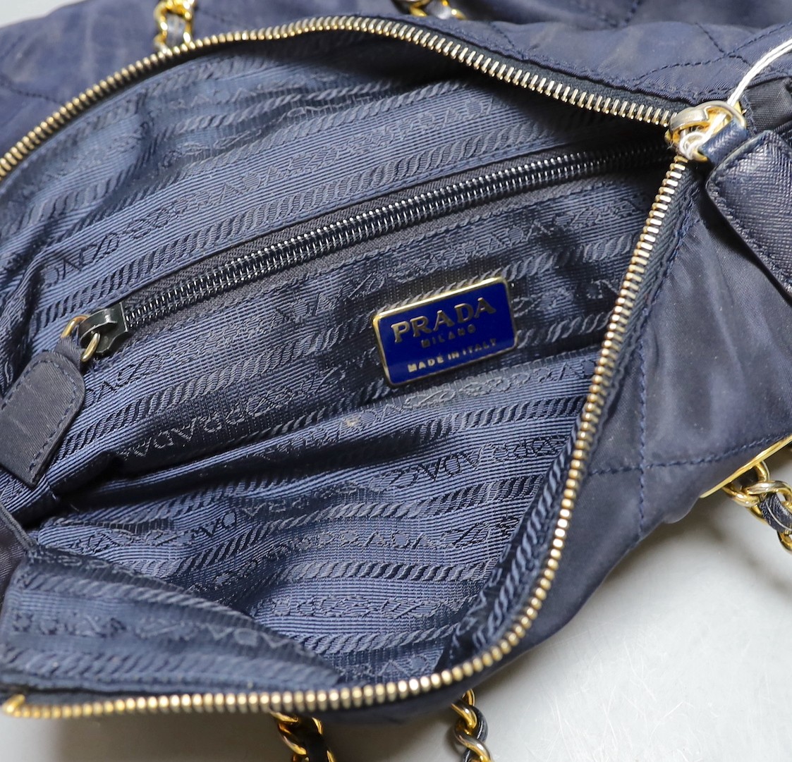 A vintage Prada nylon quilted shoulder bag with blue Prada Certificate of Authenticity, 30cm wide